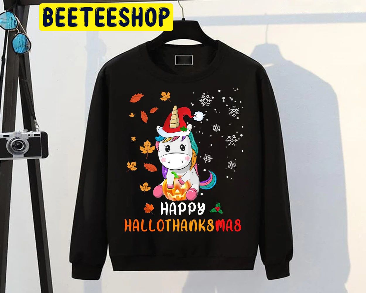 Happy Hallothanksmas 2022 Cute Unicorn Trending Unisex Shirt