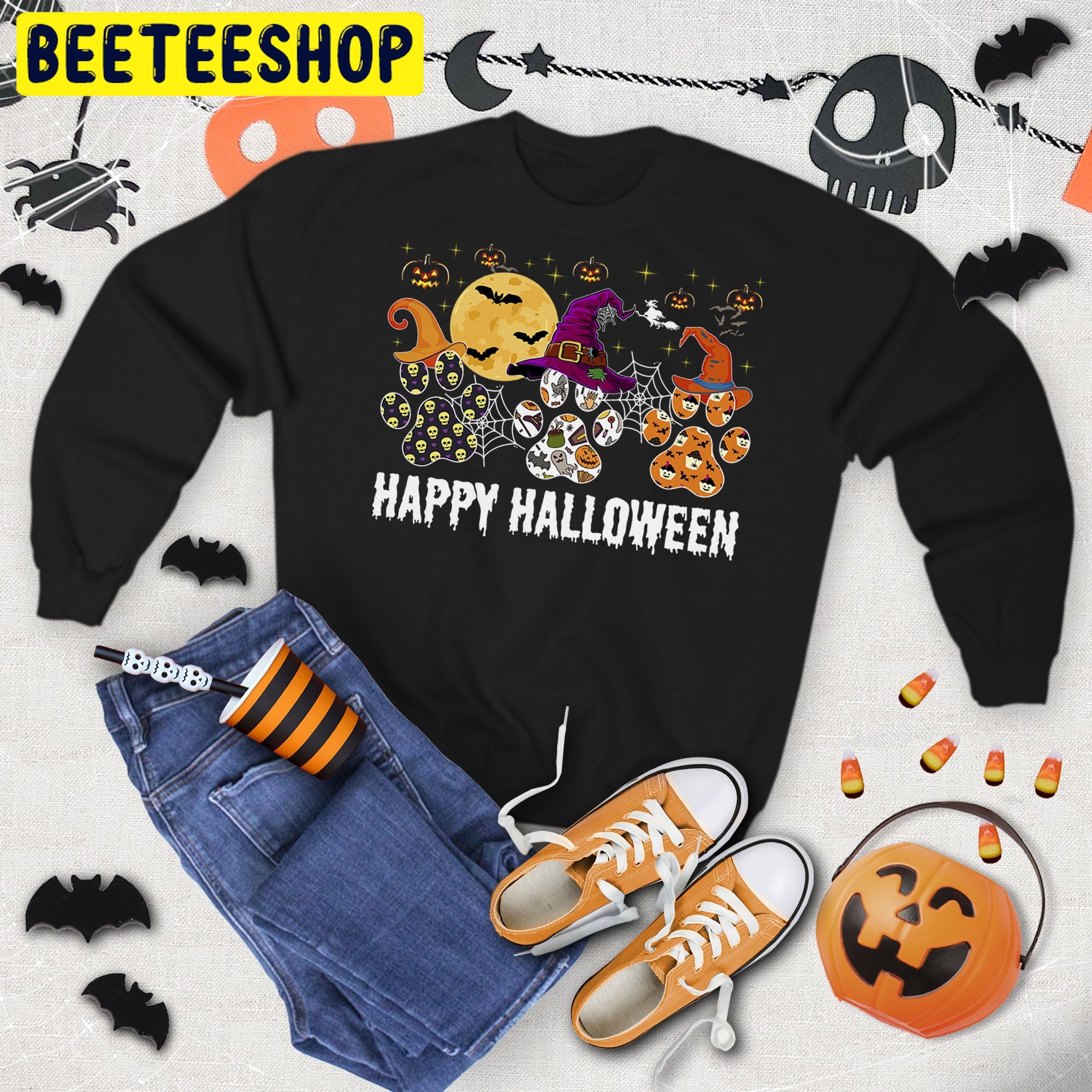 Happy Halloween Paws Halloween Season Trending Unisex Shirt