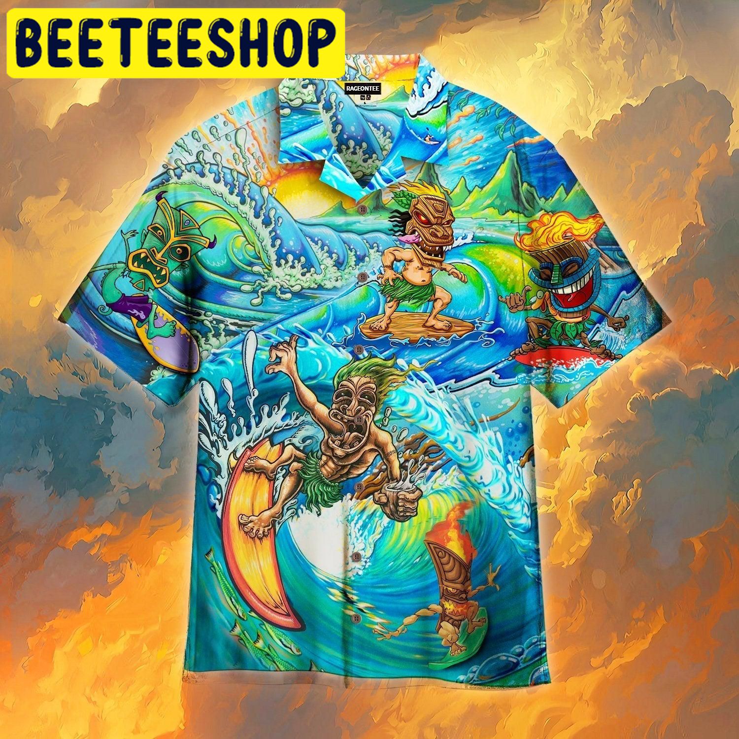 Happy Surfing Day With Tiki Bar Hawaiian Shirt 2359