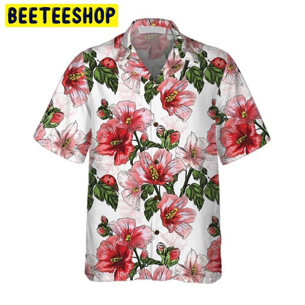 Hibiscus With Ladybug Seamless Pattern Trending Hawaiian Shirt