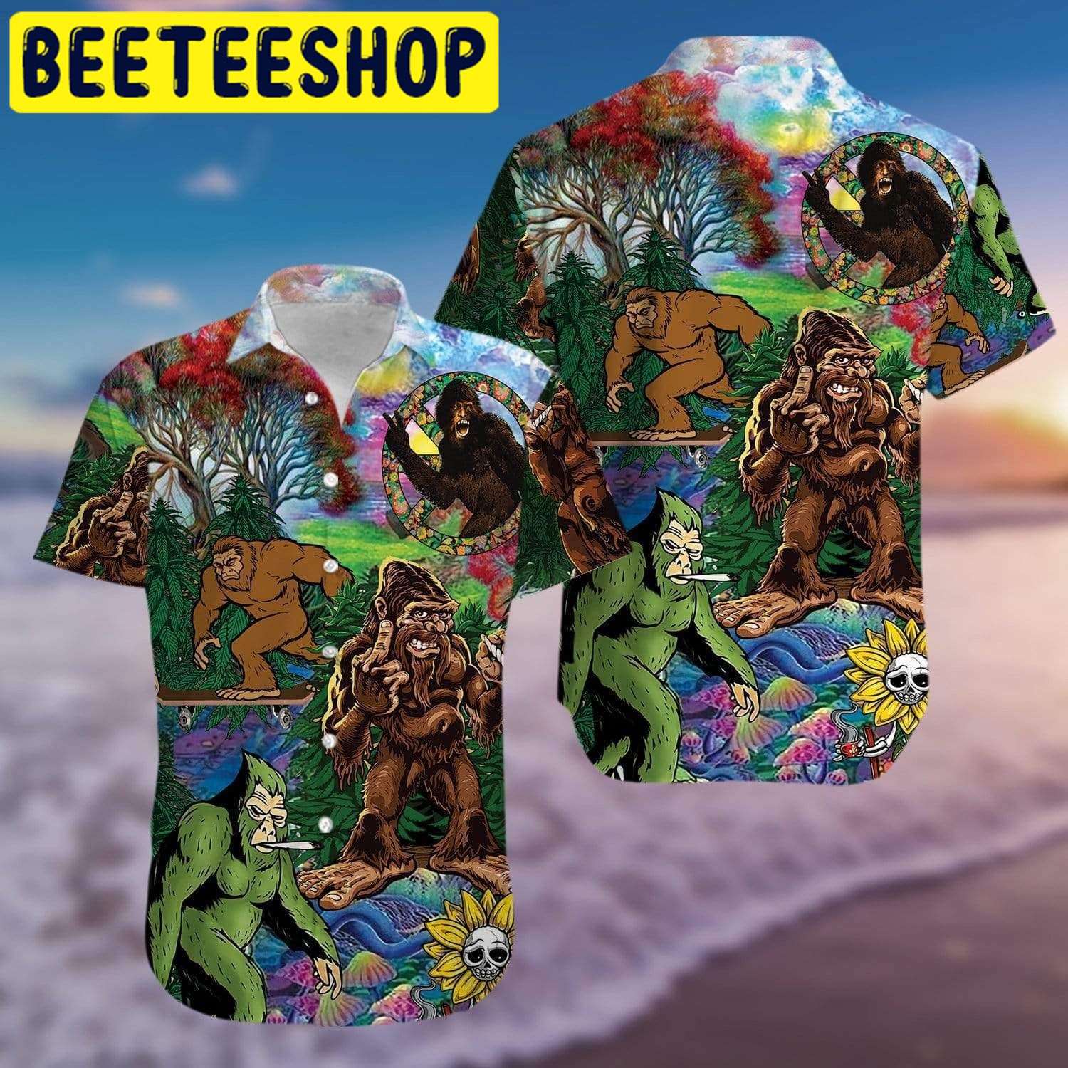 Hippie Bigfoot Wild And Free Hawaiian Shirt