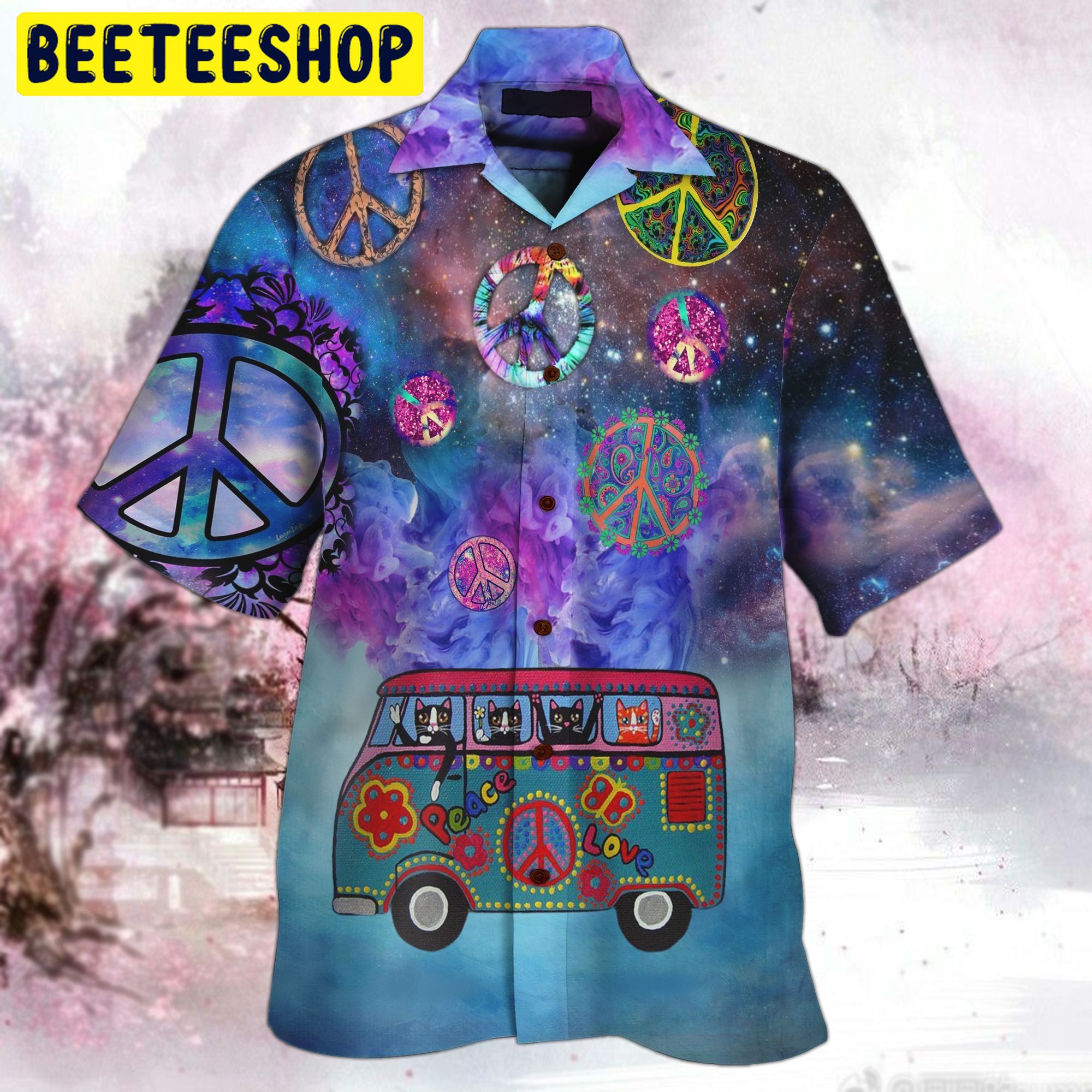 Hippie Peace Sign 3D All Over Printed Trending Hawaiian Shirt