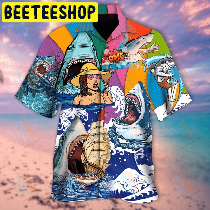 Hippie Sharks On Sea Hawaiian Shirt