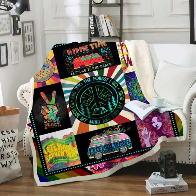 Hippie Time And Into The Forest I Go To Lose My Mind And Find My Soul Comfy Sofa Throw Blanket