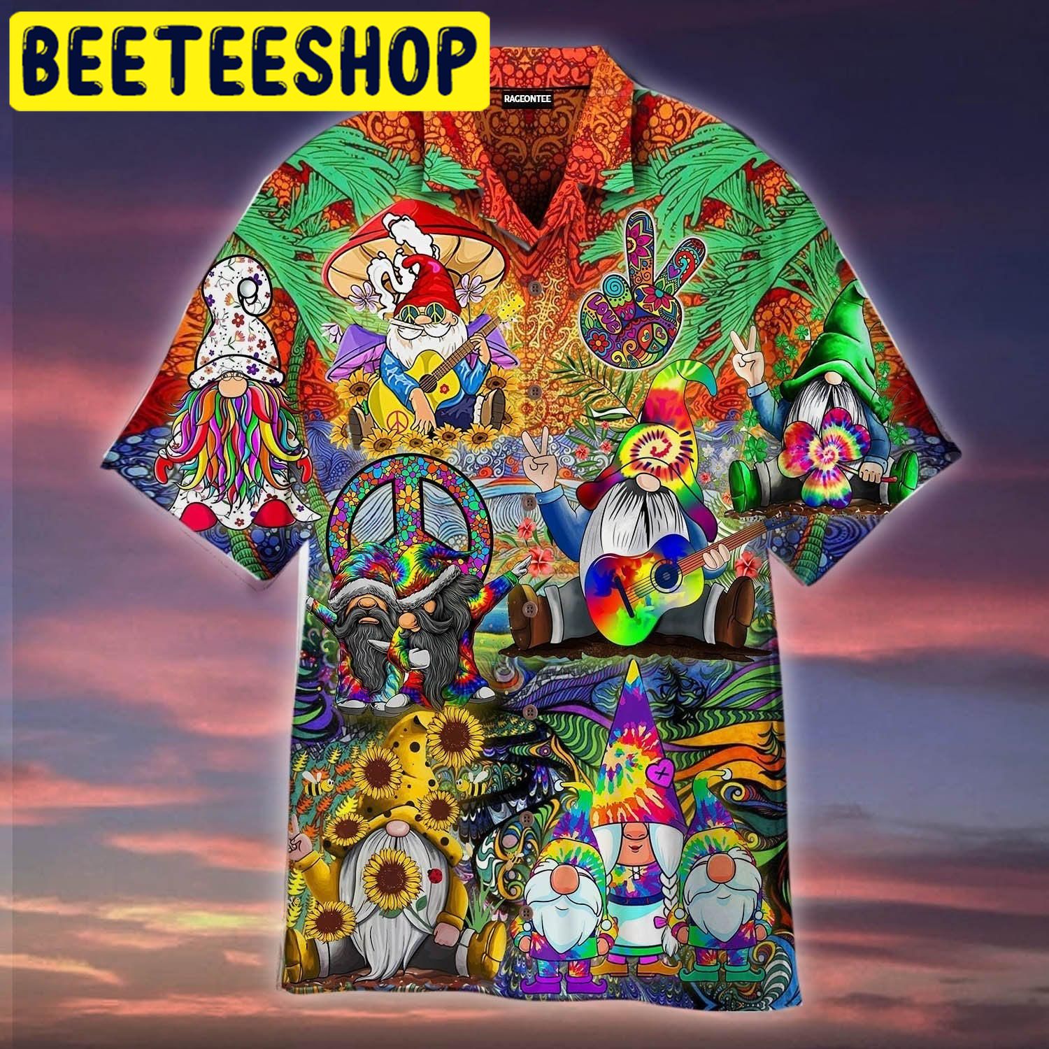 Hippies Gnome Peace Hawaiian Shirt - Beeteeshop