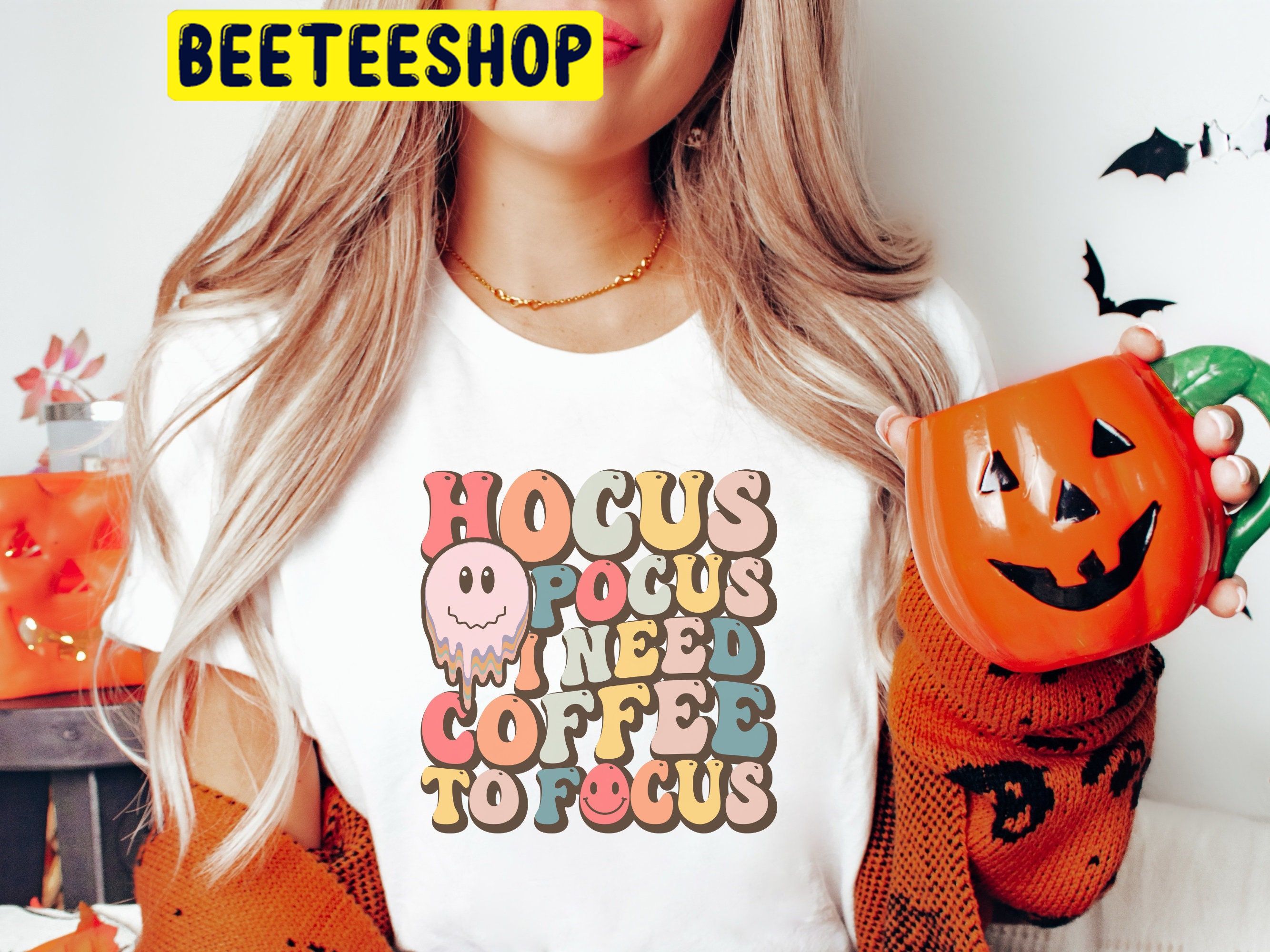 Hocus Pocus I Need Coffee To Focus Retro HalloweenTrending Unisex Shirt