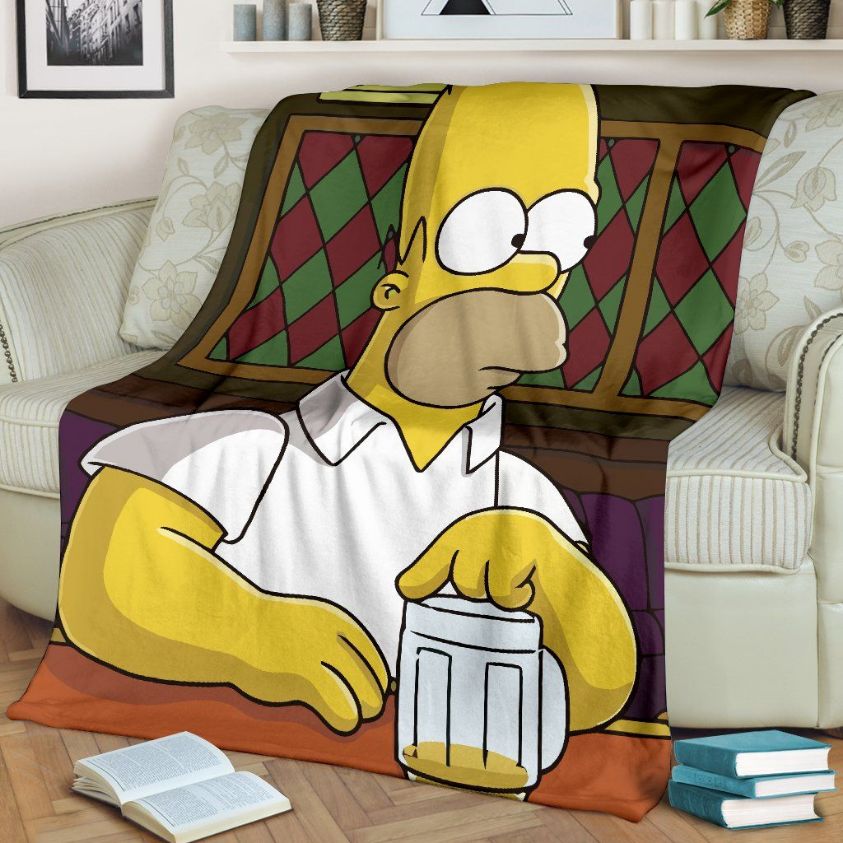 Homer Simpson Fleece Blanket Throw Blanket