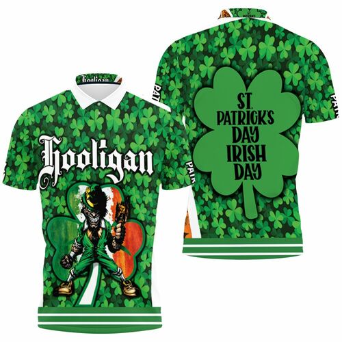 Hooligan Irish Leprechaun Saint Patrick Day 3D All Over Print Polo Shirt