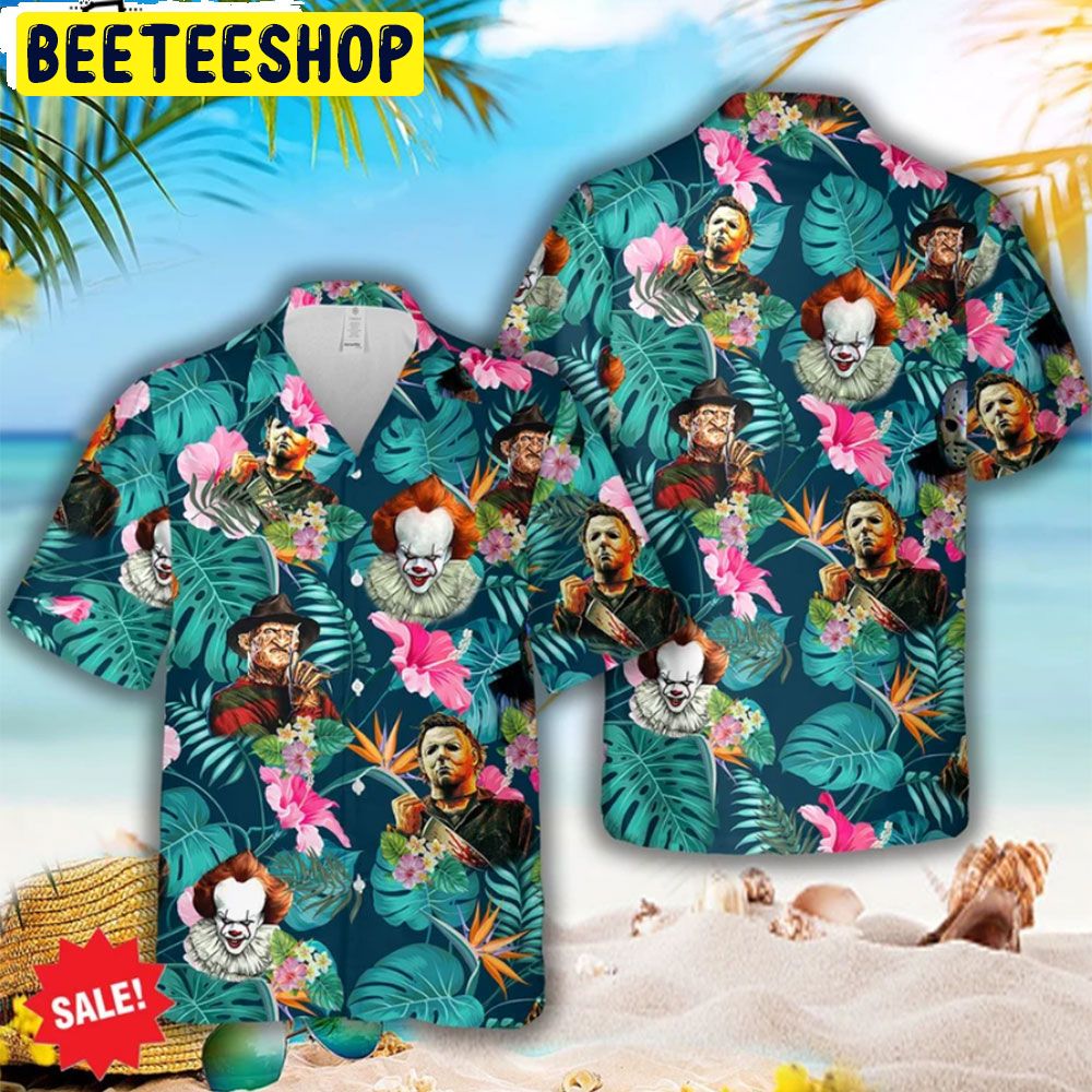 Horror Movie Characters Horror Michael Myers Jason Voorhees Freddy Krueger Pennywise Hawaiian Halloween Hawaiian Shirt