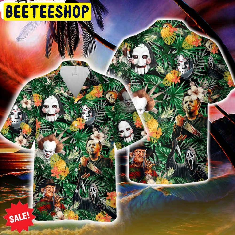 Horror Movie Characters Jason Voorhees Freddy Krueger Michael Myers Horror Halloween Hawaiian Shirt