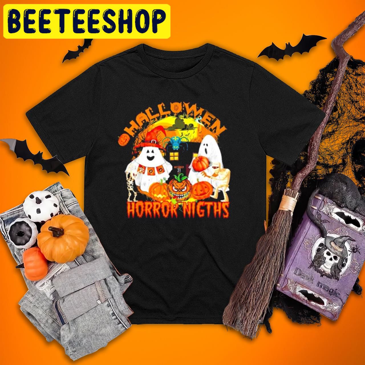 Horror Nights Ghost And Pumpkin Halloween Trending Unisex T-Shirt