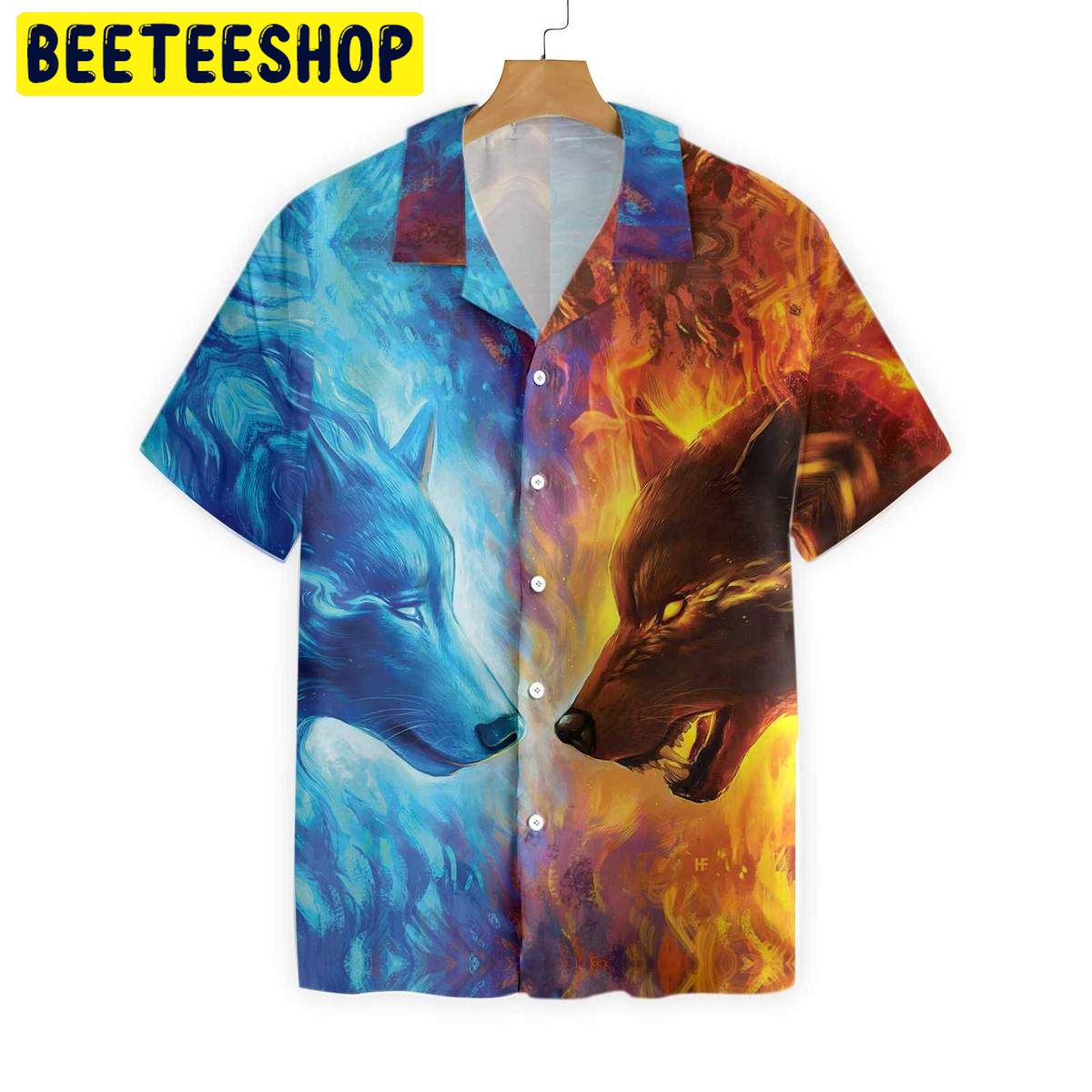 Ice And Fire Wolf Trending Hawaiian Shirt