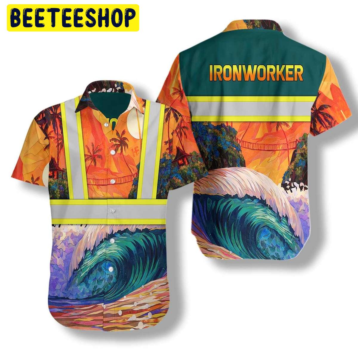 Ironworker Emerald Wave Trending Hawaiian Shirt