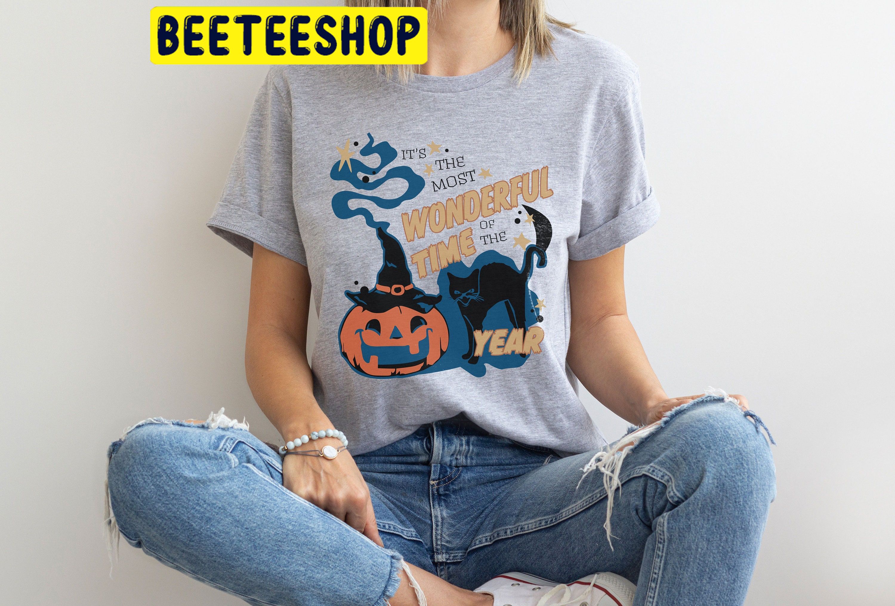 It’s The Most Wonderful Time Of The Year, Black Cat, Pumpkin HalloweenTrending Unisex Shirt