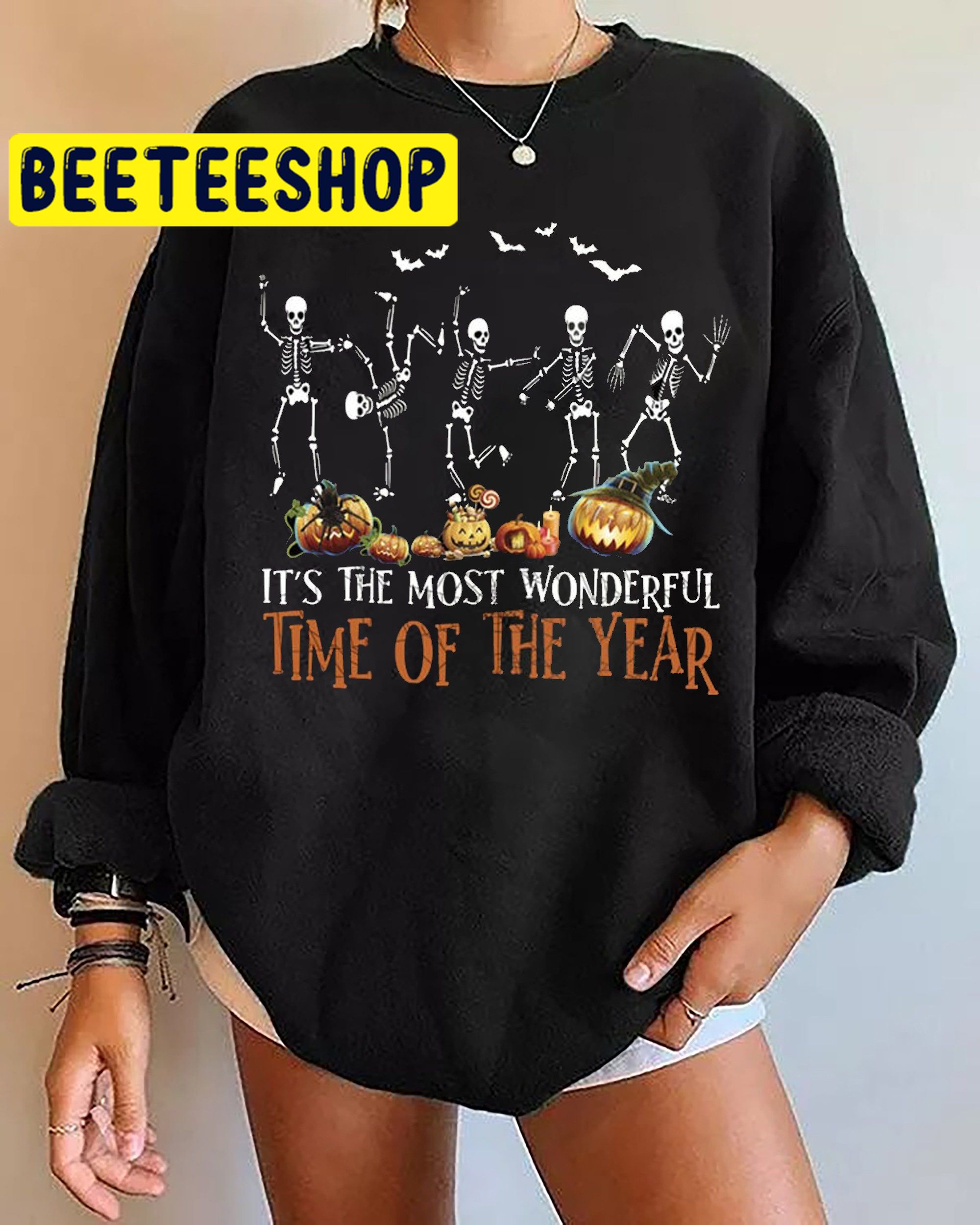 It’s The Most Wonderful Time Of The Year Dancing Skeleton Halloween Trending Unisex Shirt