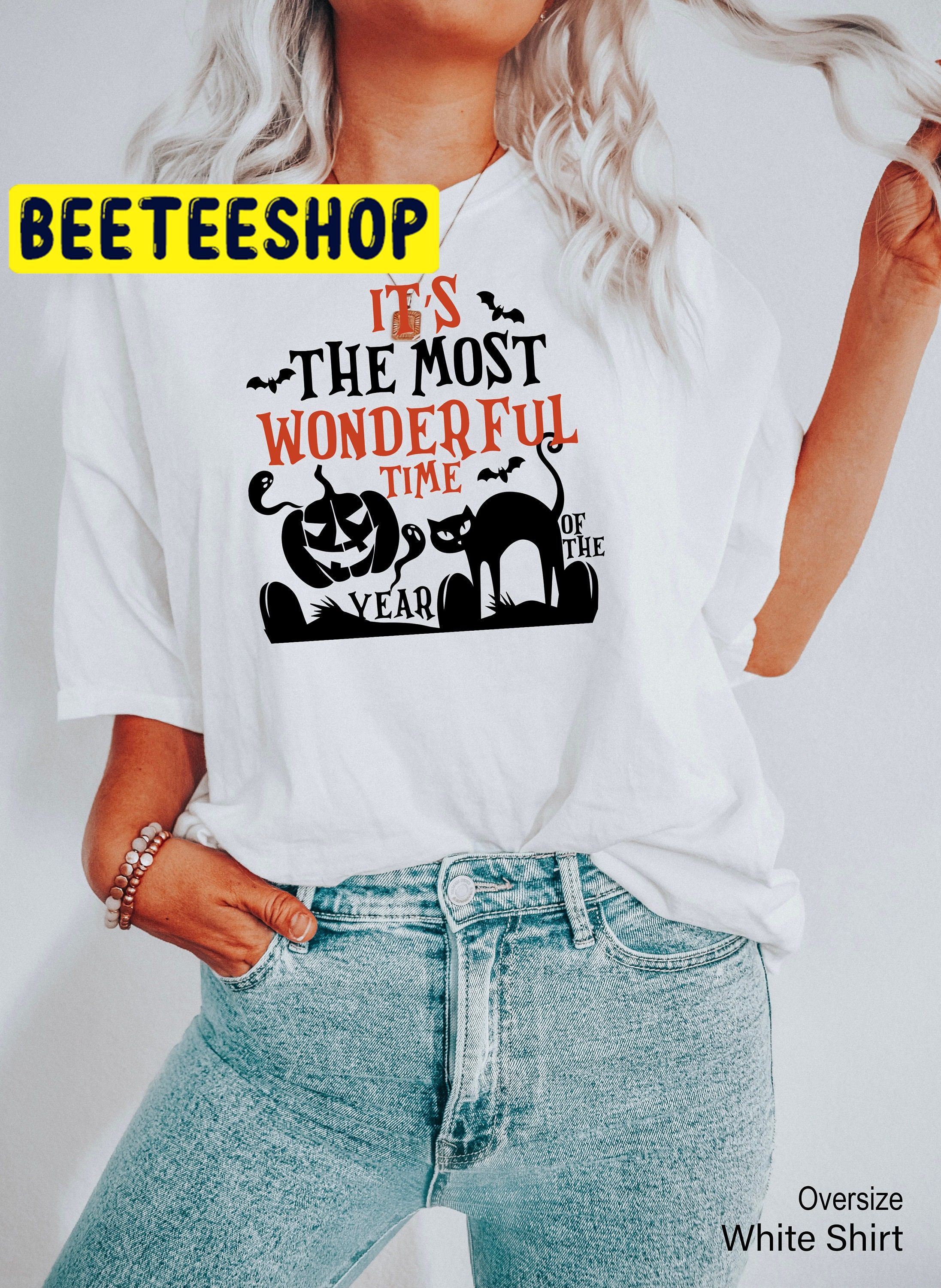 It’s The Most Wonderful Time Of The Year Vintage Black Cat Halloween Trending Unisex Shirt