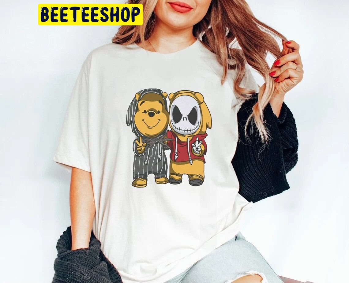 Jack Skellington And Winnie The Pooh Retro Halloween Trending Unisex Shirt