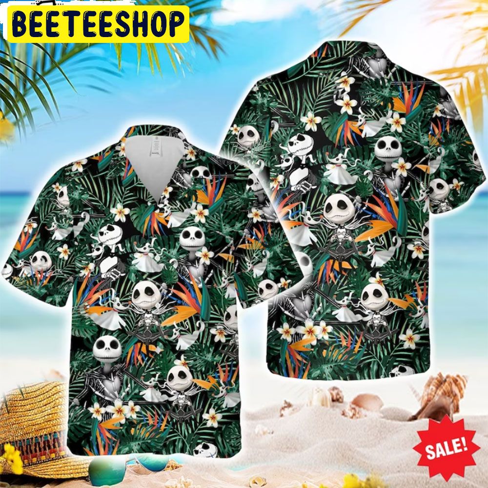 Jack Skellington Tropical Beach Horror Nightmare Before Christmas Halloween Hawaiian Shirt