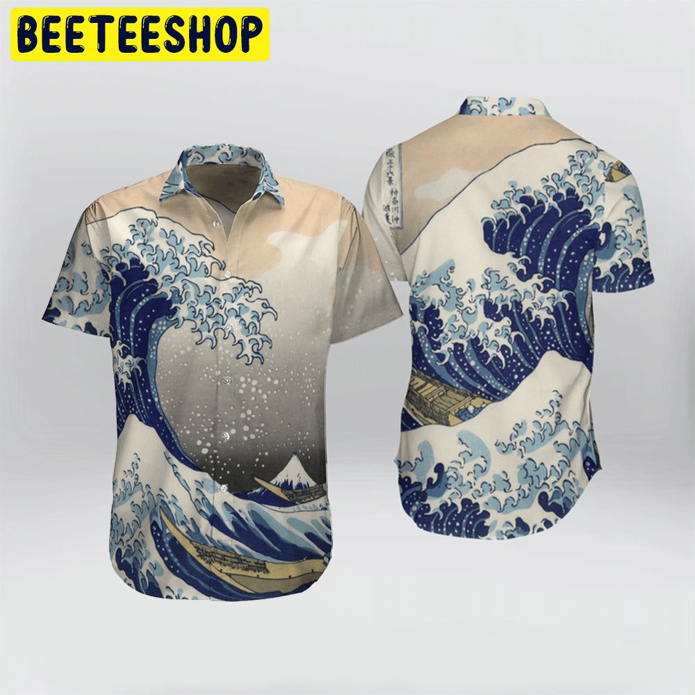 Japanese Aesthetic Ukiyoe Kanagawa Wave Trending Hawaiian Shirt ...