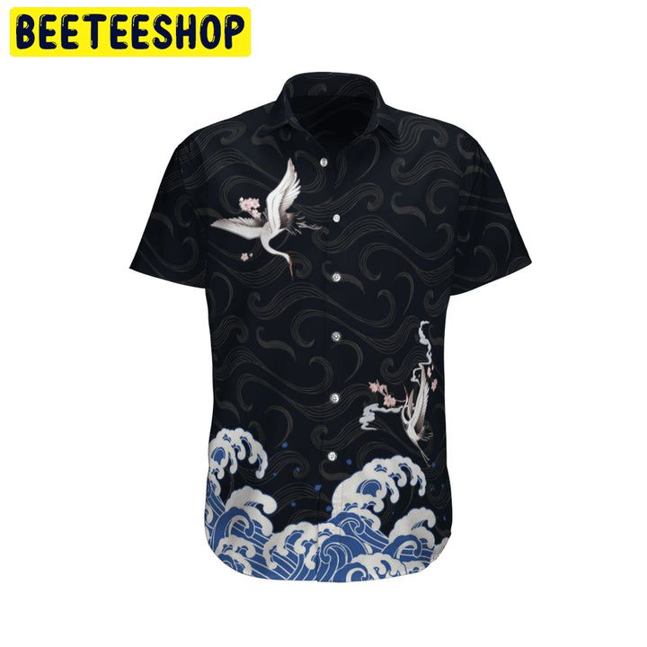 Japanese Kanagawa Crane Trending Hawaiian Shirt - Beeteeshop