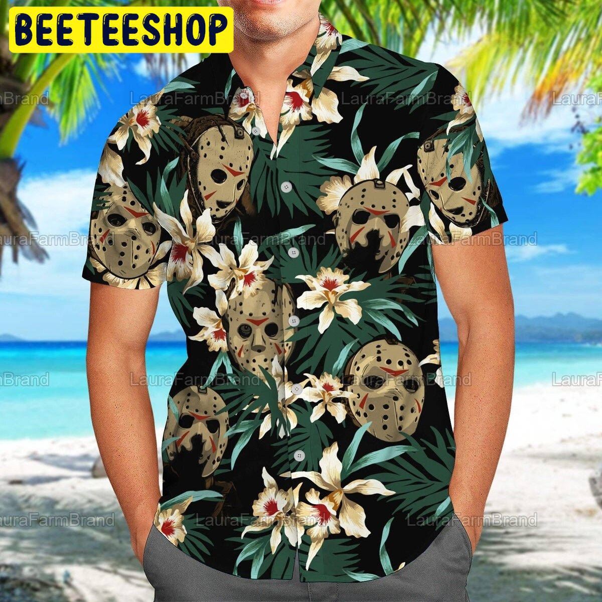 Jason Voorhees Tropical Halloween Trending Hawaiian Shirt - Beeteeshop