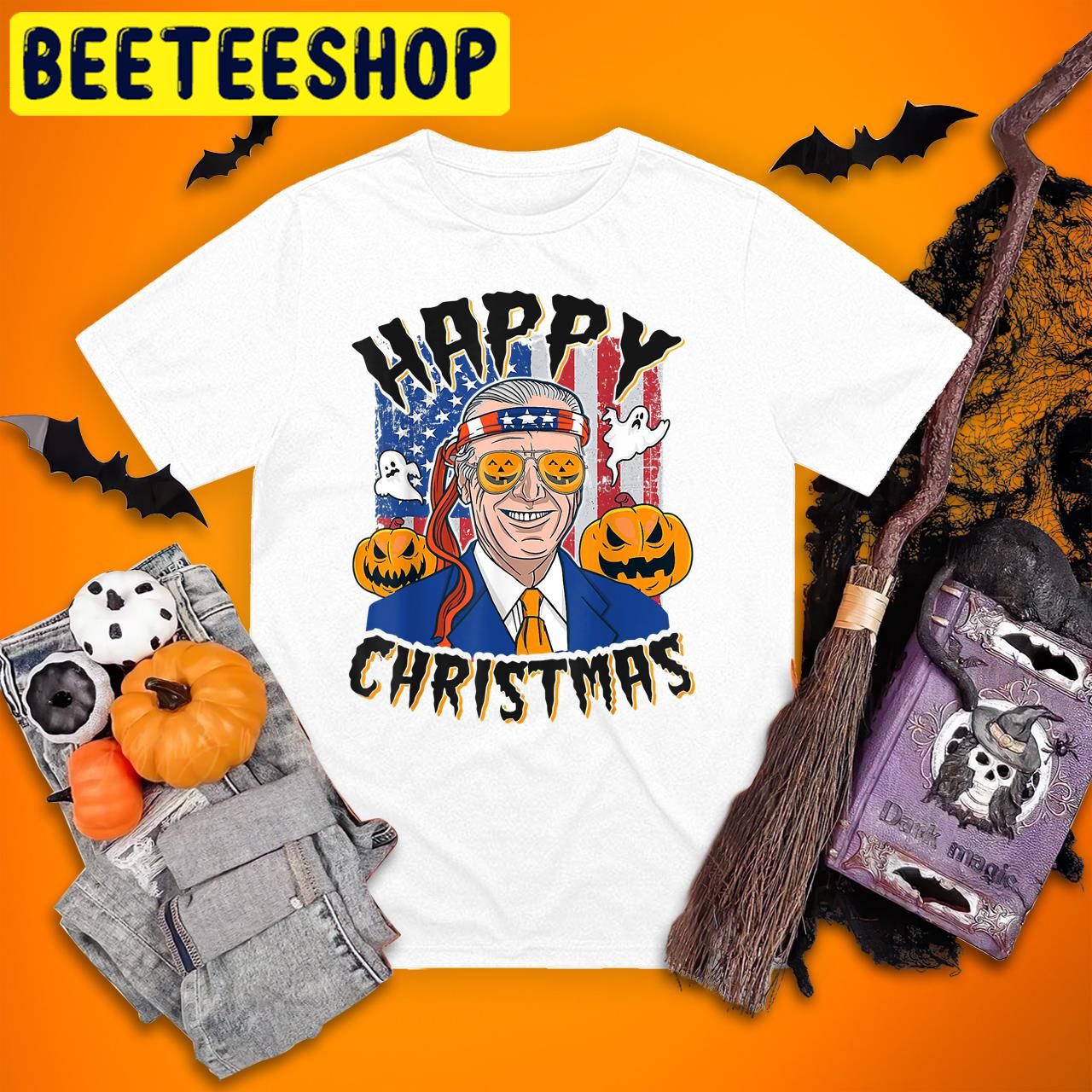 Joe Biden Happy Christmas Jokes Pumpkin Boo Halloween Trending Unisex T-Shirt