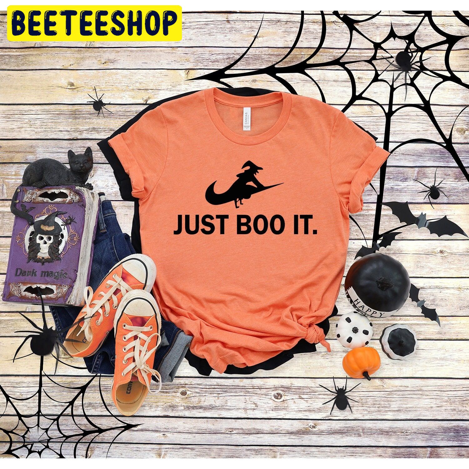 Just Boo It Halloween Skeleton Pumpkin Trending Unisex Shirt