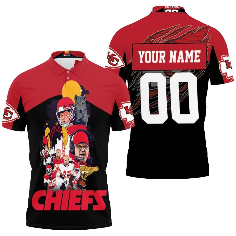 Kansas City Chiefs Andy Reid & Team Wolf Nfl 2020 Super Bowl Personalized 3D All Over Print Polo Shirt