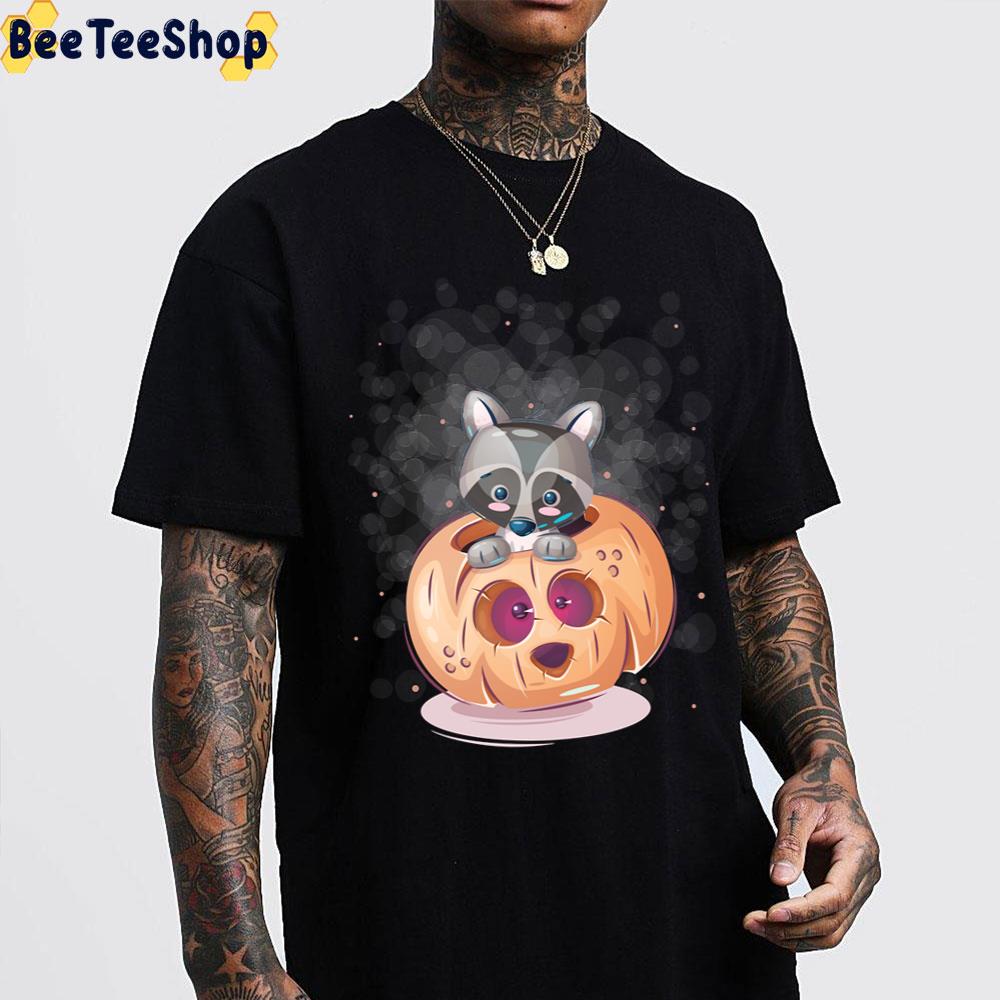 Kawaii Pumpkin Raccoon Trending Unisex T-Shirt