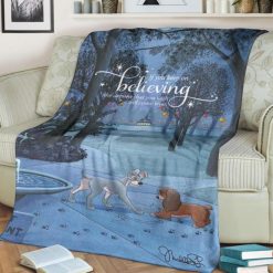 Keep On Believing Lady And The Tramp Disney Best Seller Fleece Blanket Throw Blanket