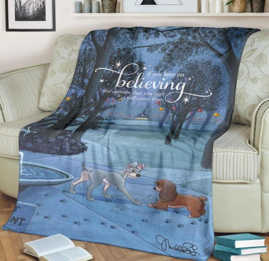 Keep On Believing Lady And The Tramp Disney Best Seller Fleece Blanket Throw Blanket