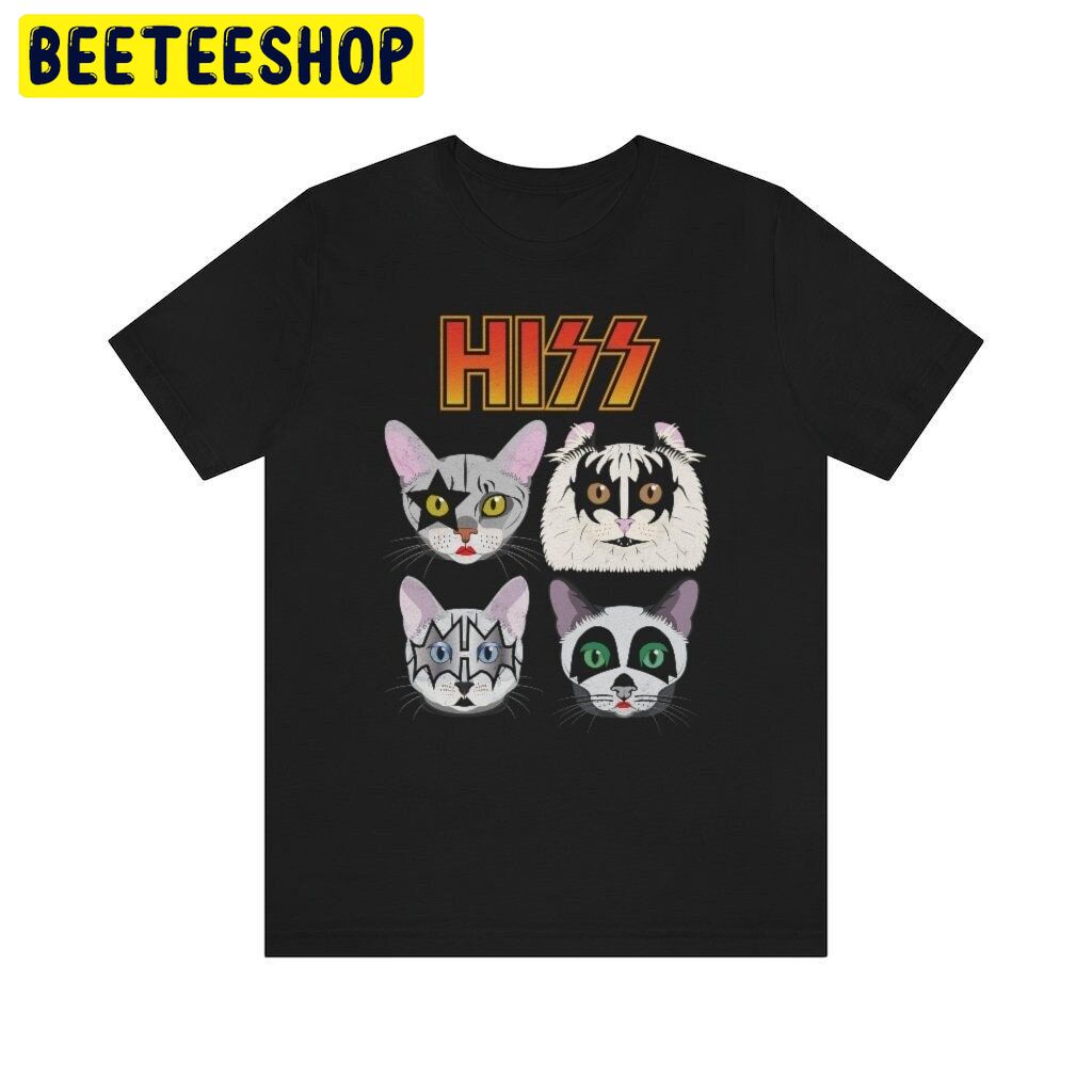 Kiss Funny Cats Hiss Black Rock N Roll Trending Unisex Shirt