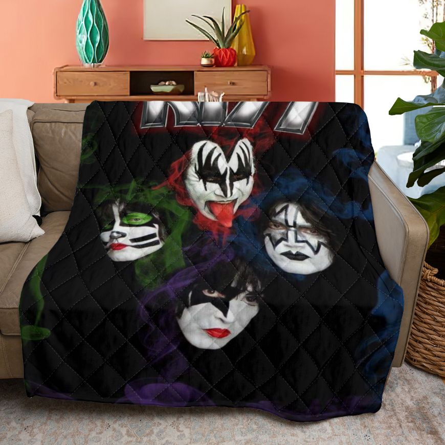 Kiss Music Band Quiltblanket Kiss Rock Band Gene Simmons, Paul Stanley, Ace Frehley, Peter Criss Quiltblanket