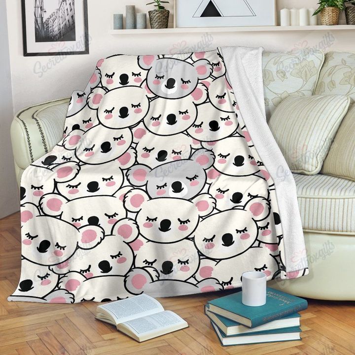 Koala Cute White And Pink Fleece Blanket Throw Blanket