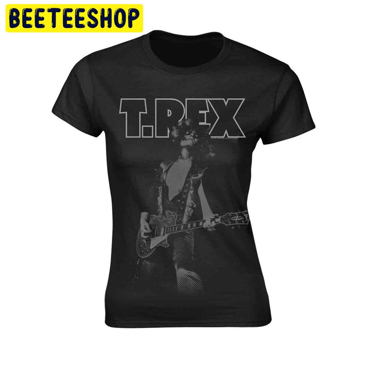 Ladies T-Rex Marc Bolan Bw Guitar Pose Trending Unisex Shirt