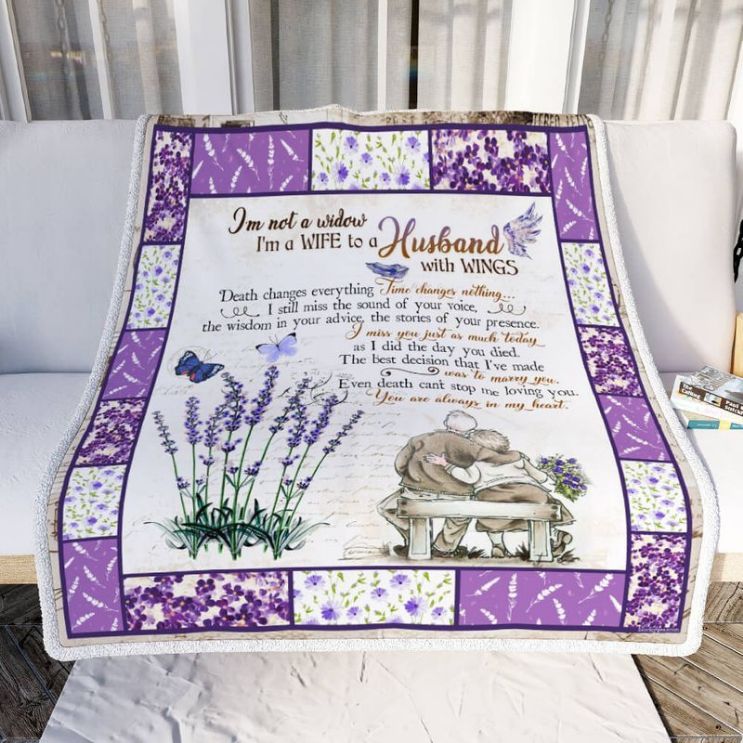 Lavender I’m A Wife To A Husband With Wings Comfy Sofa Throw Blanket