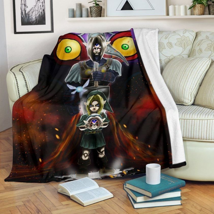 Legend Of Zelda Majoras Graphic Style Fleece Blanket Throw Blanket Beeteeshop 