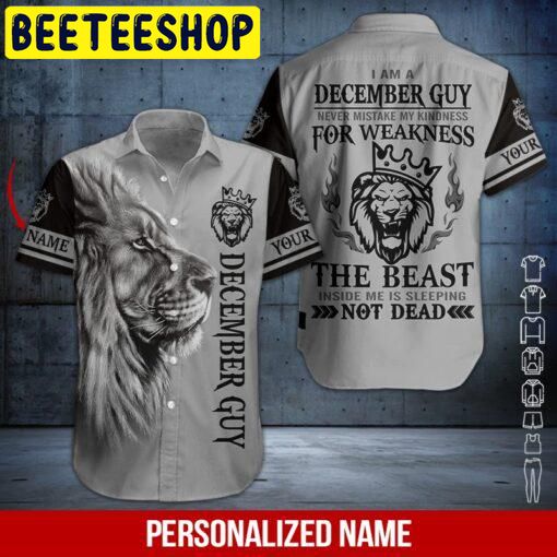 Lion December Guy Custom Name Hawaiian Shirt