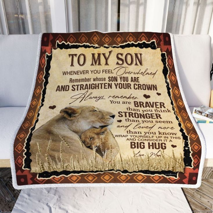 Lion To My Son Whenever You Fell Overwhelmed Comfy Sofa Throw Blanket