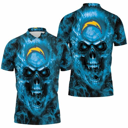 Los Angeles Chargers Nfl Fans Skull 3D All Over Print Polo Shirt