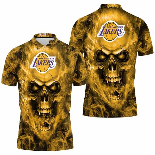 Los Angeles Lakers Nba Fans Skull 3D All Over Print Polo Shirt