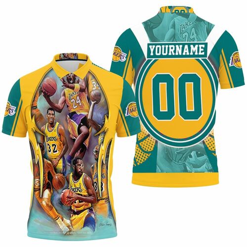 Los Angeles Lakers Player Photo Western Conference 3D All Over Print Polo Shirt