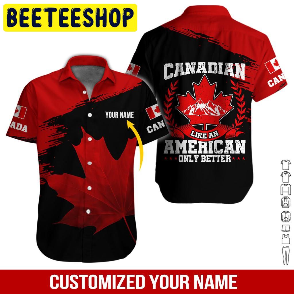 Love Canada Custom Name Hawaiian Shirt