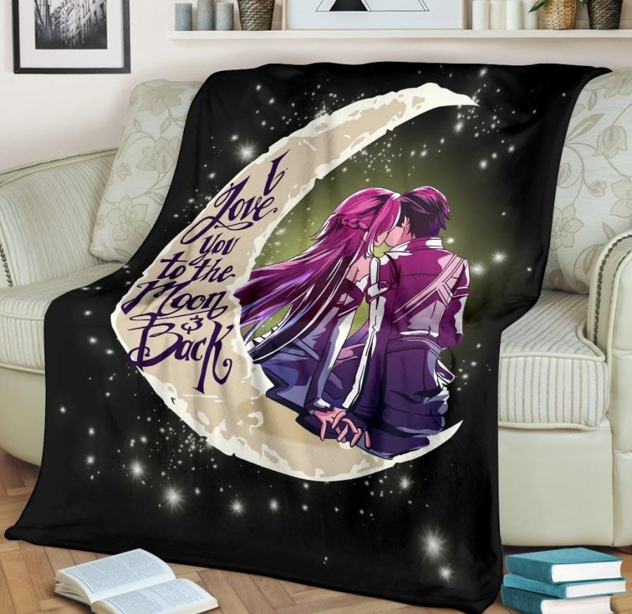 Love You To The Moon And Back Anime Couple Best Seller Fleece Blanket Throw  Blanket - Beeteeshop