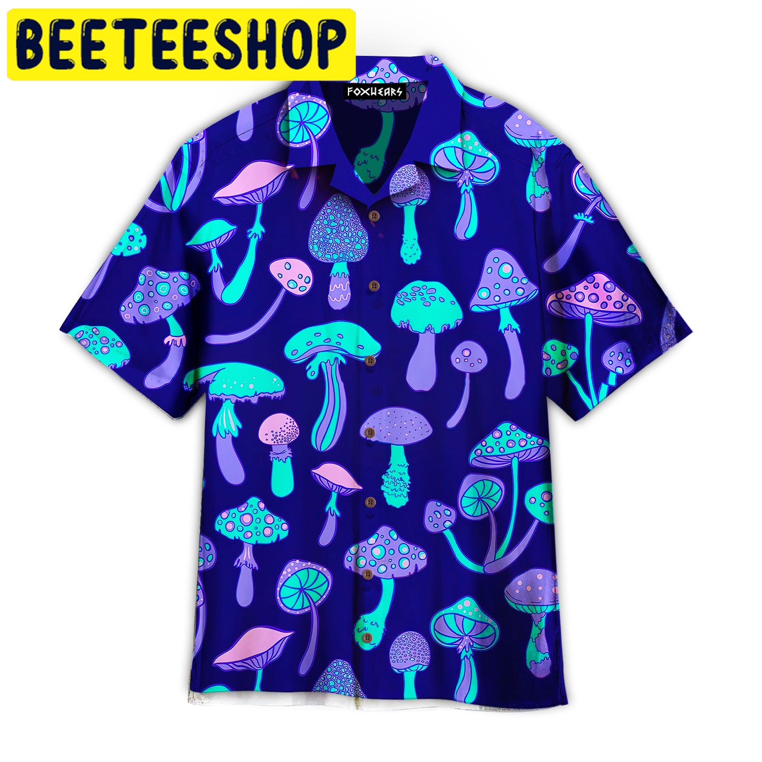 Magic Mushroom Psychedelic 60s Hippie Colorful Hawaiian Shirt