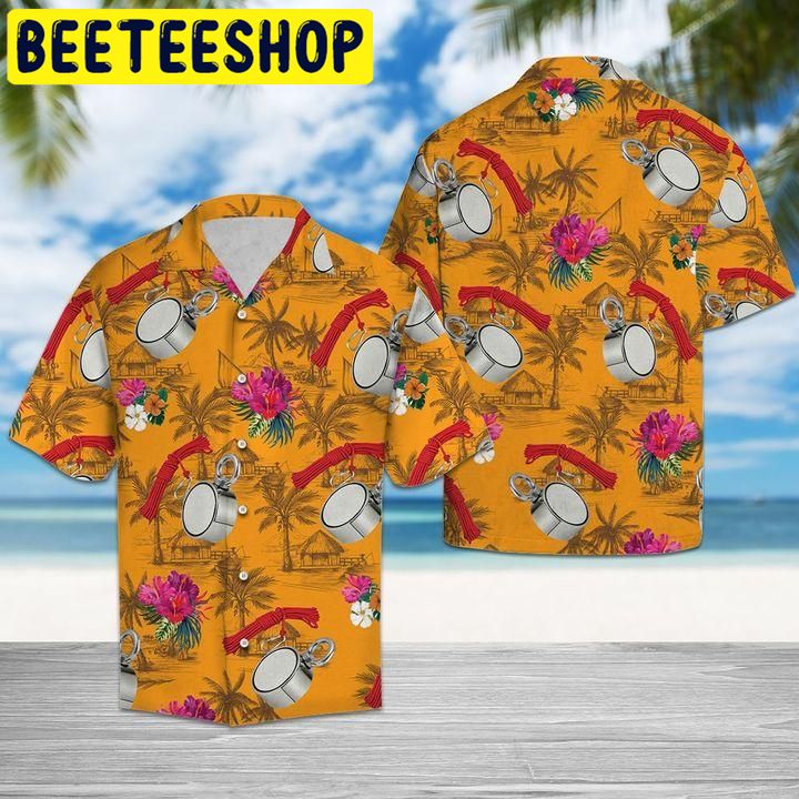 Magney Fishing Tropical Flowers Hawaiian Shirt