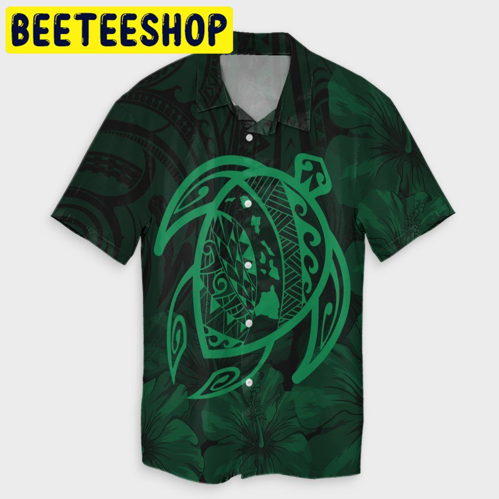 Map Turtle Green Hawaiian Shirt