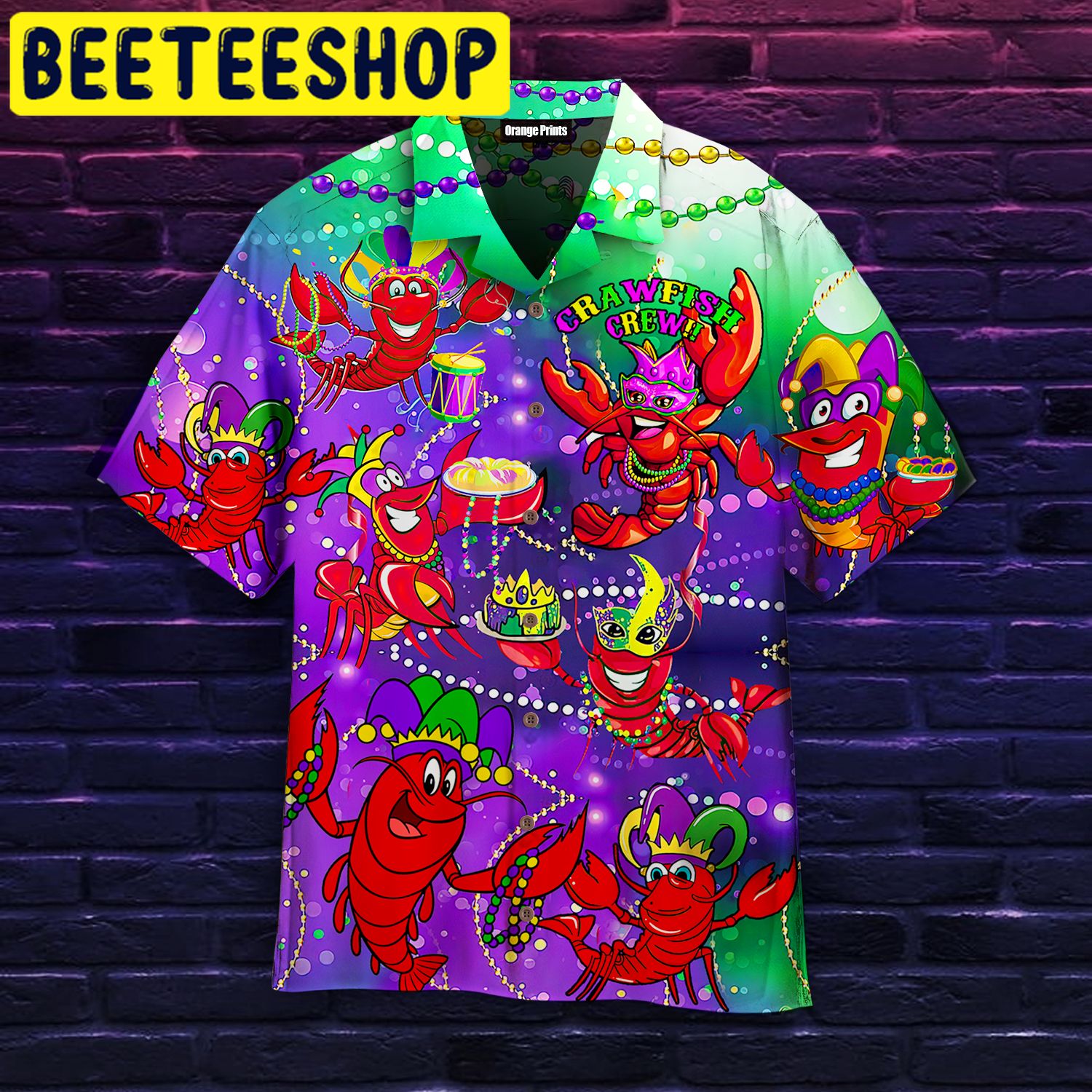 Mardi Gras Crawfish Crew Hawaiian Shirt