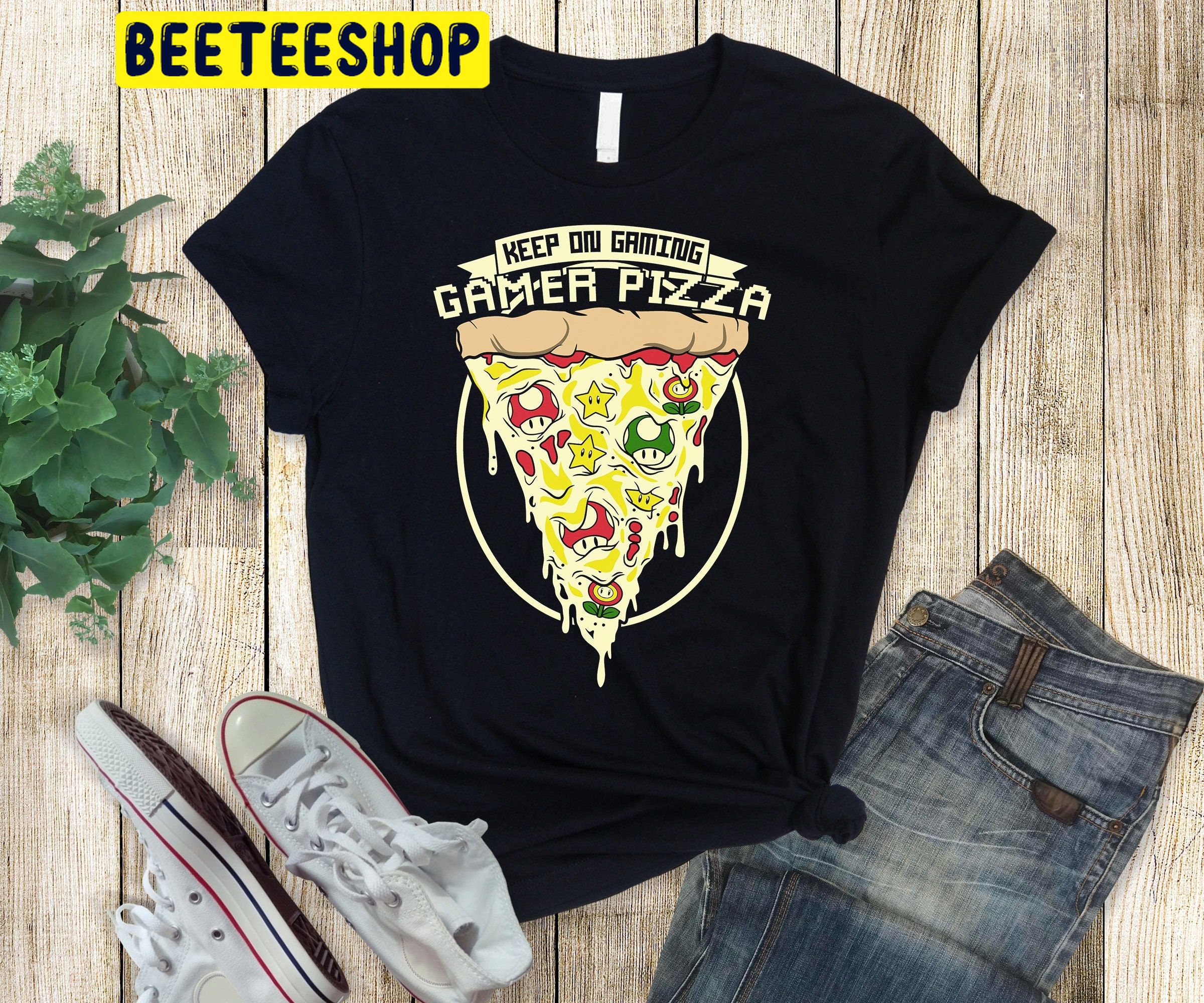 Mario Power Up Gamer Pizza Trending Unisex Shirt