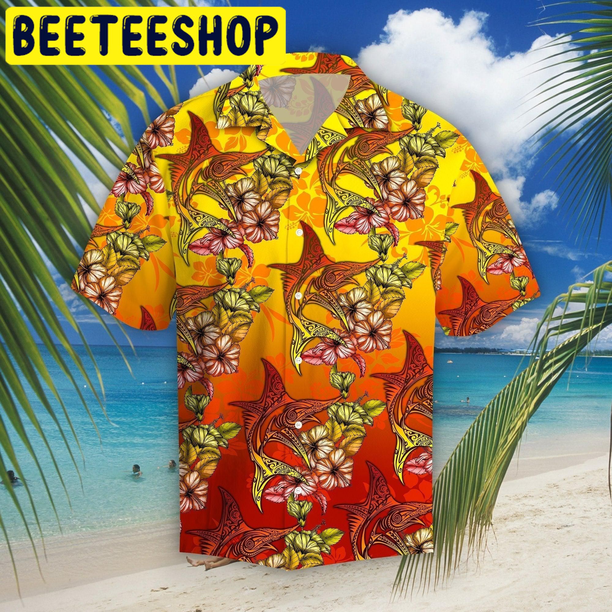 Marlins Hibiscus Tropical Hawaiian Shirt